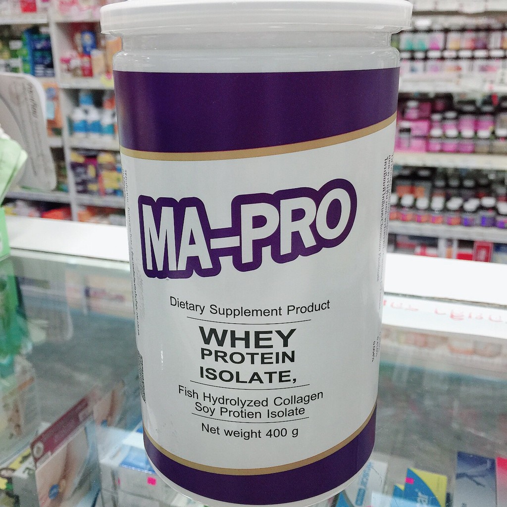 ภาพหน้าปกสินค้าMA PRO Whey Protein Isolate มาโปร เวย์โปรตีน ไอโซเลต ผสมคอลลาเจน 400G อาหารเสริม Ma-pro MaPro จากร้าน eveanddrug บน Shopee