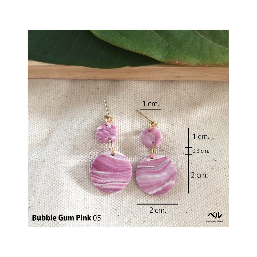 ต่างหูแฟชั่น-ต่างหูวินเทจ-handmade-earring-สี-bubble-gum-pink