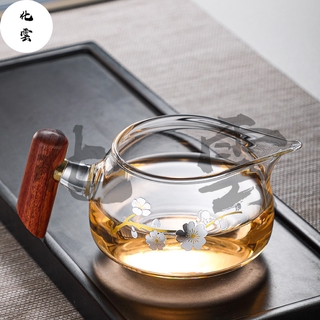 [Huayun] ชุดถ้วยชา ด้ามจับไม้ ทนความร้อน สไตล์ญี่ปุ่น