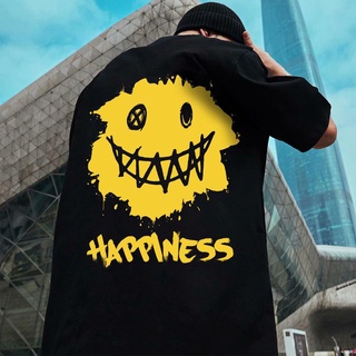 【🔥🔥】[ผ้าฝ้าย S-8XL] เสื้อยืดแขนสั้นพิมพ์ลายเมฆหน้าตลกกระแสแห่งชาติสไตล์ฮ่องกงแขนห้าแฉกคู่รักชายและหญิงอินเทรนด์เสื้อยื