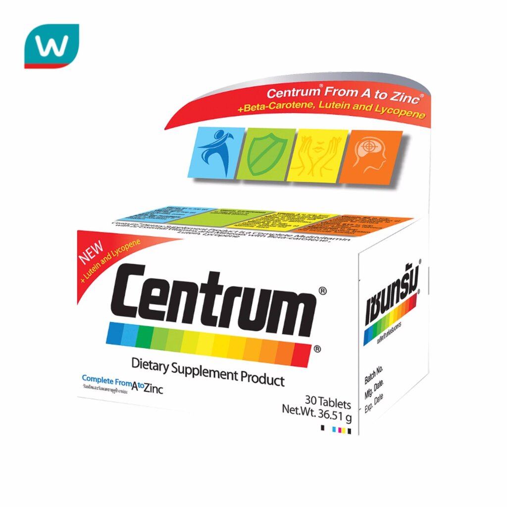 Centrum เซนทรัมผลิตภัณฑ์เสริมอาหารชนิดเม็ด วิตามินรวม centrumและเกลือ ...