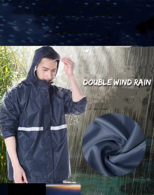 ภาพสินค้าNew Alitech ชุดกันฝน เสื้อกันฝน สีกรมท่า มีแถบสะท้อนแสง รุ่น หมวกติดเสื้อ Waterproof Rain Suit จากร้าน caiyanjie บน Shopee ภาพที่ 7