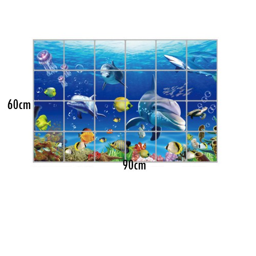 สติ๊กเกอร์อลูมิเนียม-3d-underwater-world-ay4006-กว้าง90cm-xสูง60cm