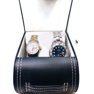 กล่องหนังเก็บนาฬิกาทรงสปอร์ทสีดำเย็บด้ายขาวใส่ได้1-2เรือน Watch Box