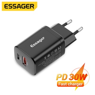 Essager uab+type c โปรโตคอลชาร์จเร็ว 30W รองรับ PD3.0 QC3.0 PPS FCP AFC ios2.4A