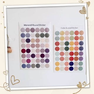 Dinophile สติ๊กเกอร์วงกลม มีลายมากกว่า 10 แบบ Round sticker สี earthtone โทนม่วง สติ๊กเกอร์สี