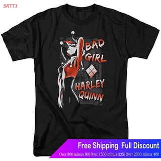 Tee SKTT1 เสื้อยืดกีฬา Harley Quinn DC Comics Bad Girl T Shirt & Stickers Short sleeve T-shirts