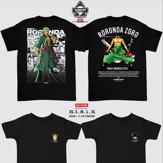 ROUND คอลูกเรือเสื้อยืด ลายการ์ตูนอนิเมะวันพีช Karimake RORONOA ZORO SWORDSMAN สําหรับเด็ก-4XL