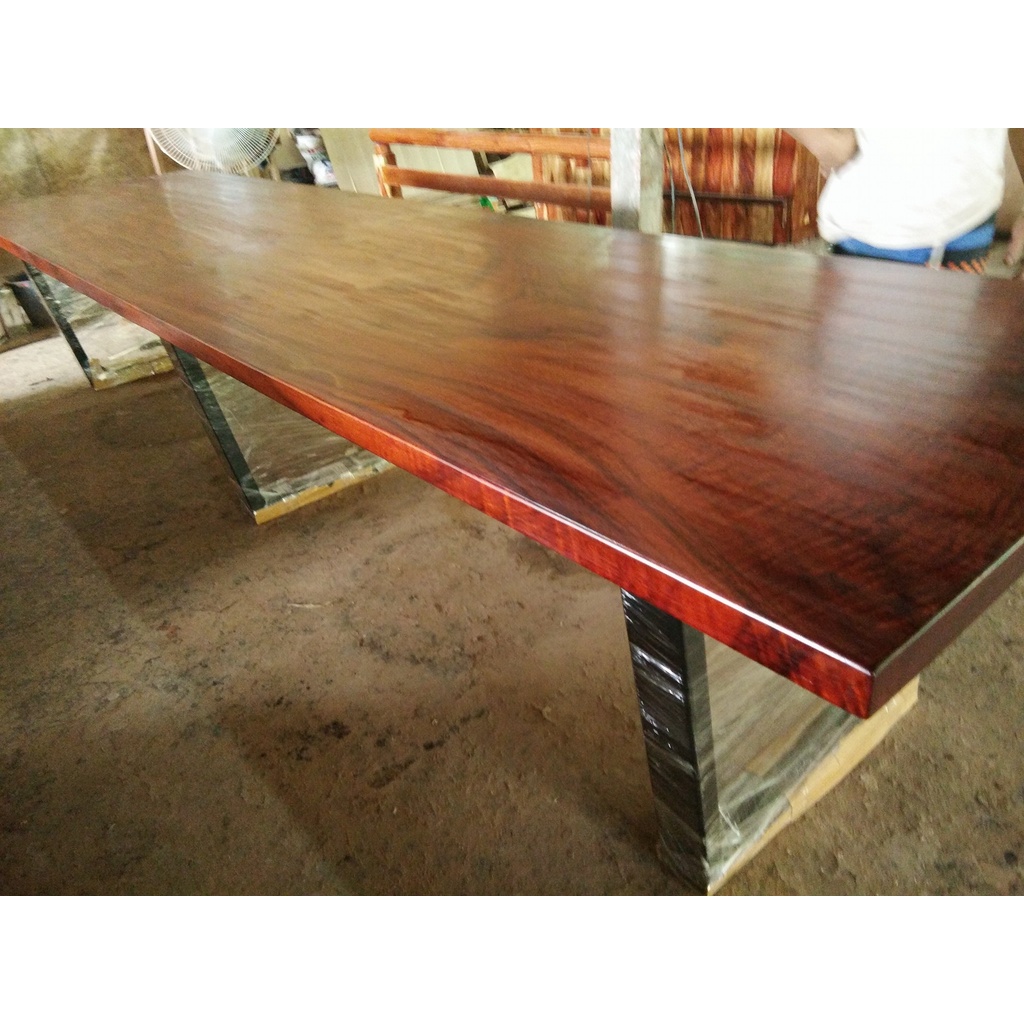 โต๊ะไม้งานไม้จริง-แข็งแรง-พร้อมขาเหล็ก-ยาว-4-เมตร