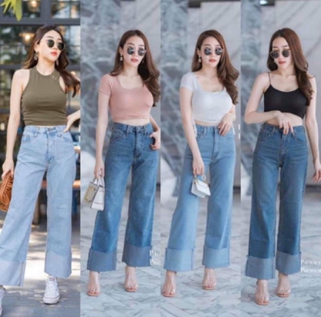 ภาพหน้าปกสินค้ายีนส์ทรงกระบอก ทรงวิจเทจ จากร้าน easy_fashion69 บน Shopee