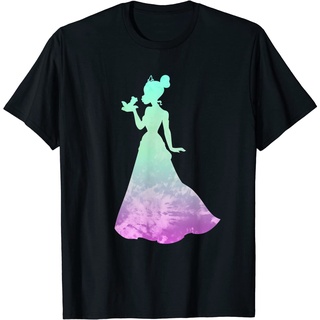 เสื้อยืด พิมพ์ลาย Disney Princess Tiana Silhouette Pretty สีมัดย้อม สําหรับผู้ใหญ่