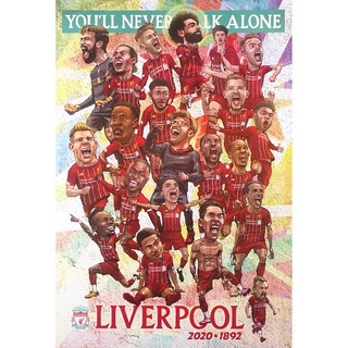 โปสเตอร์ ลิเวอร์พูล LIVERPOOL FC 2020 POSTER 24”X35” Inch การ์ตูนล้อเลียน