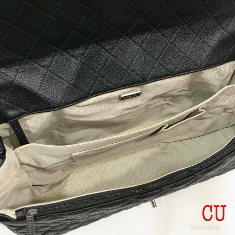 กระเป๋าหนัง-สีดำ-ขนาด-18-นิ้ว-ปั้มทุกจุด-เกรดมิลเลอร์-ใบใหญ่ใส่ของได้เยอะ-chanel