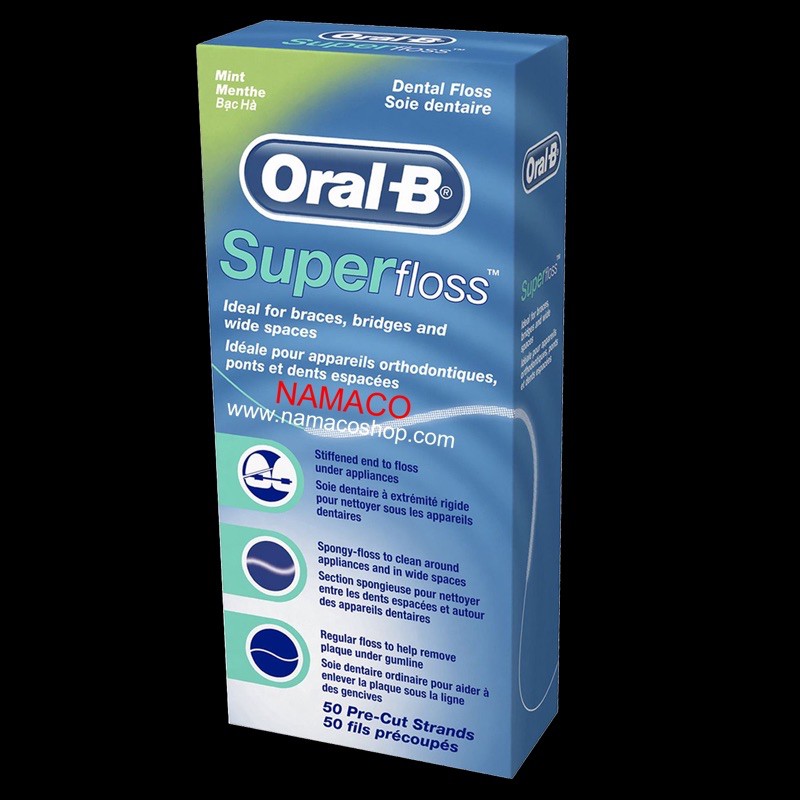 ภาพหน้าปกสินค้าOral-B ไหมขัดฟัน Super Floss waxed mint 50pcs superfloss