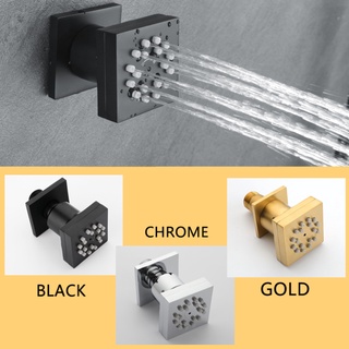 Jet ชุดเครื่องพ่นสเปรย์อาบน้ํา ทรงสี่เหลี่ยม 2 ฟังก์ชั่นการไหลของน้ํา พร้อมสวิตช์ติดผนัง ระบบการไหลขนาดใหญ่ สีดํา ทอง เทา โครเมี่ยม