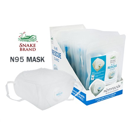 ถูกมาก-snake-brand-n-95-rescue-guard-หน้ากากอนามัยสำหรับป้องกันฝุ่น-pm-2-5-1-ชิ้น