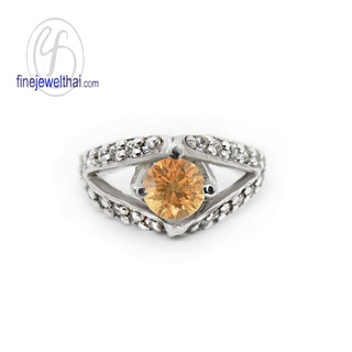 Finejewelthai-แหวนซิทริน-แหวนเพชรCZ-แหวนเงินแท้-แหวนพลอย-พลอยประจำเดือนเกิด-R1163ct (เลือกสีตัวเรือนได้)