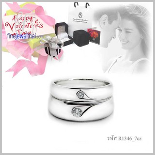 Finejewelthai แหวนคู่-แหวนเพชรสังเคราะห์-แหวนเงินแท้-Couple-Diamond-CZ-Ring - Valentine Gift66