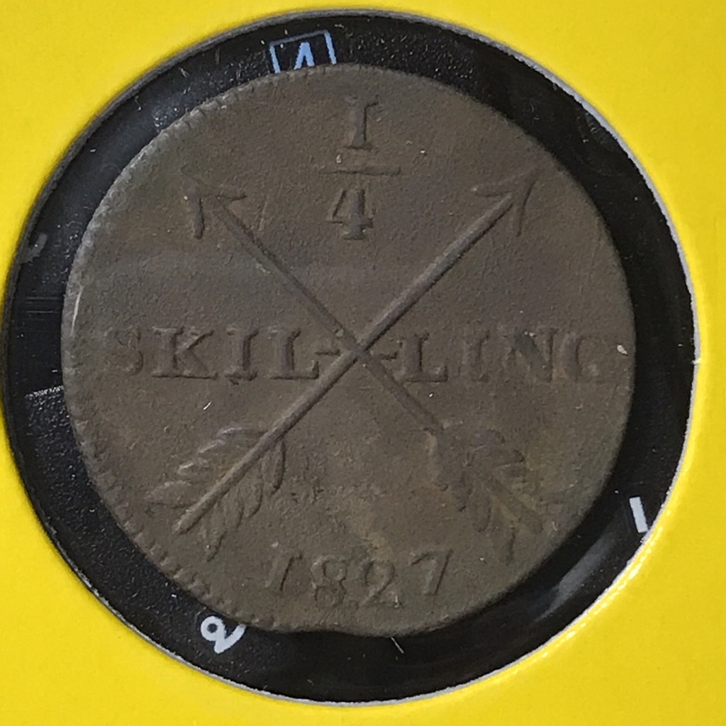 special-lot-no-60514-ปี1827-สวีเดน-1-4-skilling-เหรียญสะสม-เหรียญต่างประเทศ-เหรียญเก่า-หายาก-ราคาถูก