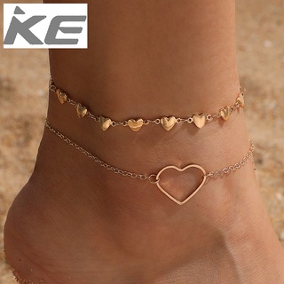 Alloy foot accessories Heavy metal love rhinestone disc tassel pearl anklet for girls for wome