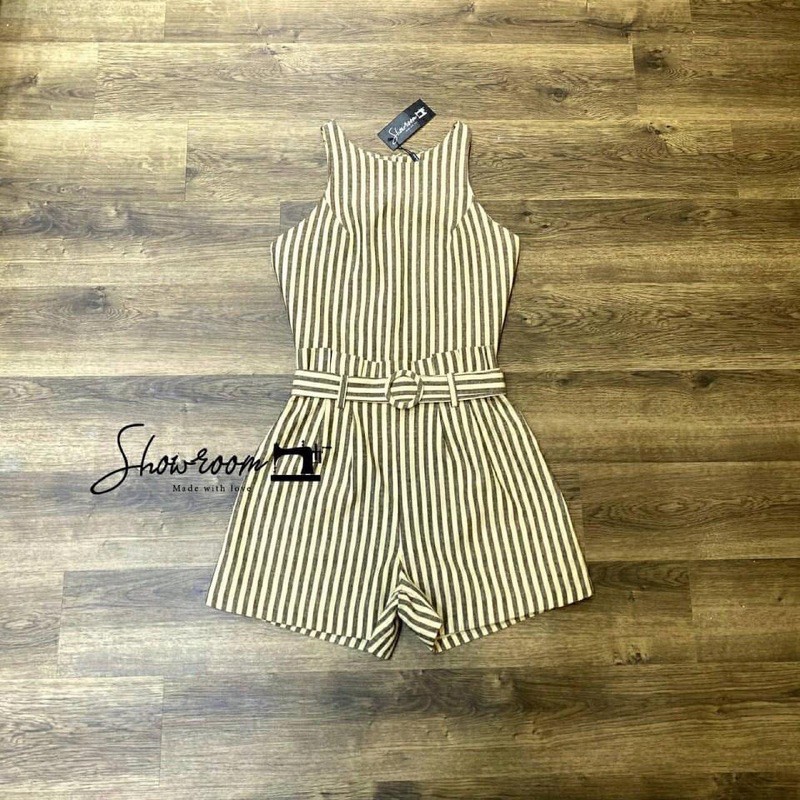 striped-co-ord-set-เสื้อเว้าแขน-กางเกงขาสั้น-เข็มขัดเข้าเซ็ต1เส้น