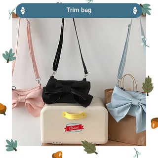 baglover🌻[พร้อมส่ง] กระเป๋าสะพายโบว์ยักษ์ สายถอดออกได้ Trim bag มี 3สี