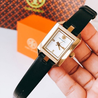 💚แท้💯 พร้อมส่ง💚นาฬิกา ข้อมือหญิงTORY BURCH TBW1106 Dollaway Ivory Dial Black Leather Ladies Watch