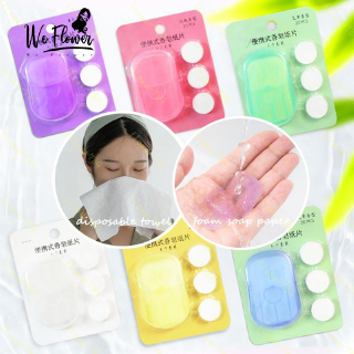 We Flower Portable Foam Soap Paper Disposable Towel Natural Lemon Lavender Smell Outdoor Travel Cleaning Set