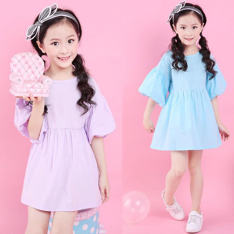 Ready Stock ชุดเจ้าหญิง เสื้อผ้าเด็กผู้หญิง เสื้อผ้าเด็ก Lantern Short Sleeve Cotton Dress