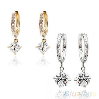 Womens Rhinestone Shining Stud Drop ต่างหูแบบติดหู Jewelry