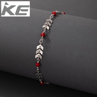 Foot accessories Simple silver airplane chain red rice bead single anklet for girls for women