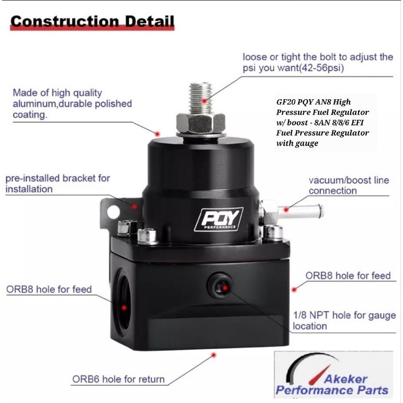 gf20-pqy-an8-high-pressure-fuel-regulator-w-boost-8an-8-8-6-efi-fuel-pressure-regulator-with-gauge-เร็กกูเรเตอร์