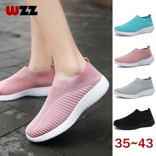 ภาพหน้าปกสินค้าWZZ รองเท้าแฟชั่นสตรี รองเท้าวิ่ง รองเท้ากีฬา ระบายอากาศได้ ขนาด 35-43 ที่เกี่ยวข้อง