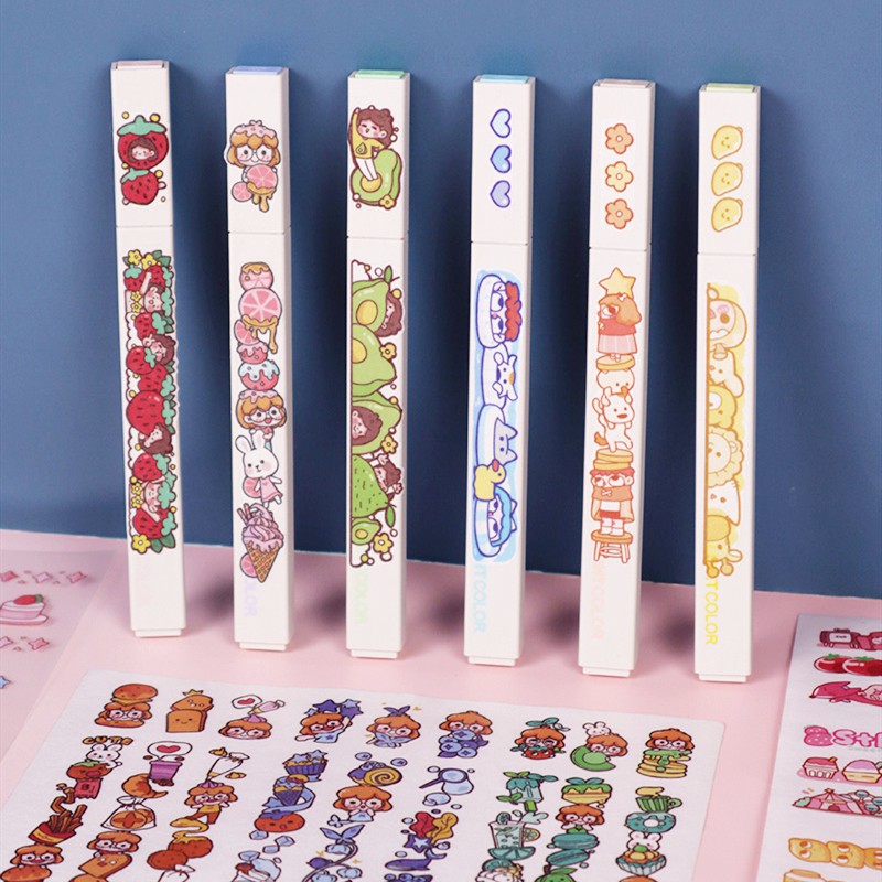 gogo-handbook-sticker-สติกเกอร์ปากกาลูกลื่น-ลายการ์ตูนน่ารัก-สไตล์เกาหลี-สําหรับตกแต่งปากกาลูกลื่น-ดินสอ-diy