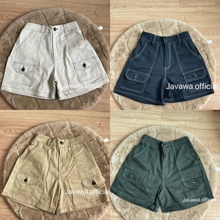 🔥Biwtynine shop🔥กางเกงทรงลุงขาสั้น เย็บงานด้ายสีทูโทน แต่งกระเป๋าหน้าเล็กๆ งานซิป มีกระเป๋าล้วง2ข้าง ด้านหลังยางสมอค