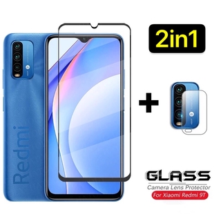 เก็บเงินปลายทาง ตรงรุ่น ได้แป็นชุด2in1 Xiaomi Redmi 9T ฟิล์มเลนส์กล้อง + ฟิล์มกระจกเต็มจอขอบดำ ฟิล์มกันกระแทก