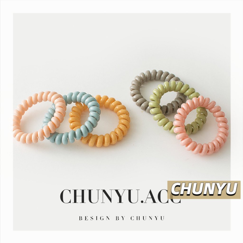 รูปภาพสินค้าแรกของCHUNYU ยางมัดผมสไตล์เกาหลี แบบเกลียว สีสันน่ารักสุดๆ  027