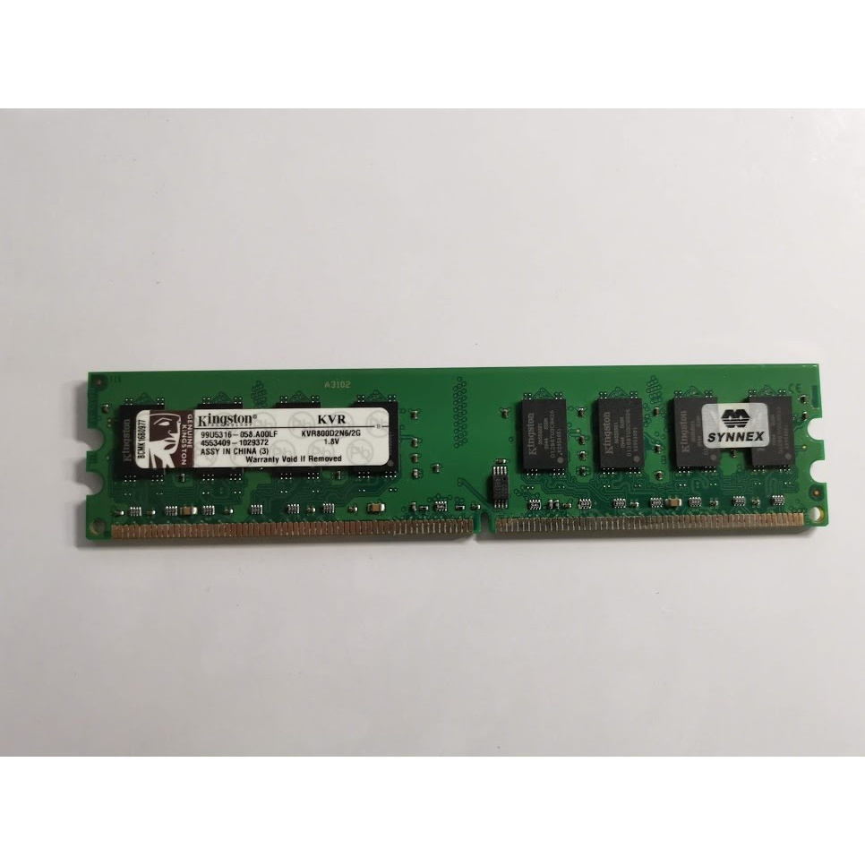 Barrette Mémoire Kingston DDR2 2Go Bus 800 MHz - KVR800D2N6/2G - Neuve Sous Blister