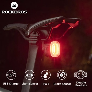 Rockbros ไฟท้ายจักรยาน LED IPX6 ชาร์จ USB อุปกรณ์เสริม สําหรับจักรยานเสือภูเขา