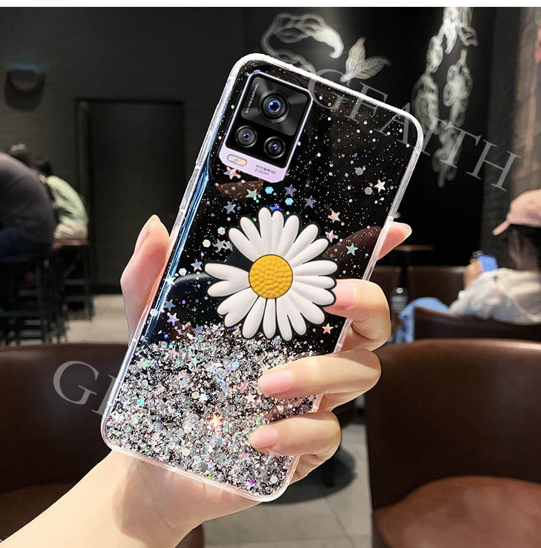 เคสโทรศัพท์-oppo-vivo-v20-pro-v20-se-2020-cover-fashion-bling-glitter-star-transparent-case-with-daisy-folding-stand-holder-softcase-vivo-v20se-v20pro-casing