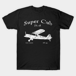 เสื้อยืดผ้าฝ้ายเสื้อยืด พิมพ์ลายเครื่องบิน Piper PA 18 Super Cub สไตล์วินเทจ คลาสสิก สําหรับผู้ชายL XL  XXL 3XL