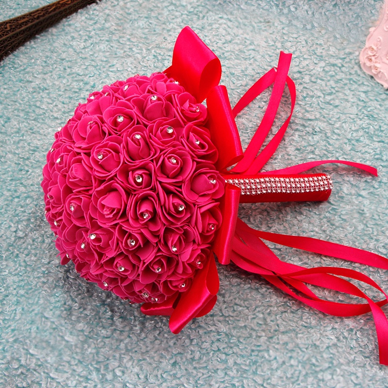 autu-ช่อดอกกุหลาบประดิษฐ์-โฟม-พร้อมคริสตัล-สําหรับเพื่อนเจ้าสาว-งานแต่งงาน