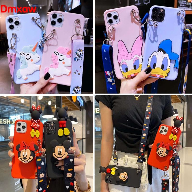 เคสโทรศัพท์มือถือแบบนิ่ม-ลายการ์ตูนดิสนีย์-มิกกี้-มินนี่-โดนัลด์-เดซี่-ยูนิคอร์น-พร้อมสายคล้อง-สําหรับ-samsung-galaxy-a73-a53-a33-a22-a32-m32-a13-5g-a22-m22-m32-a13-a12-m12-4g