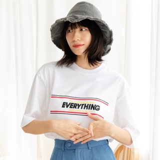 AMITY- Oversize  เสื้อโอเวอร์ไซส์:: Everything  T-shirt เสื้อยืด เสื้อเกาหลี เสื้อสีขาว