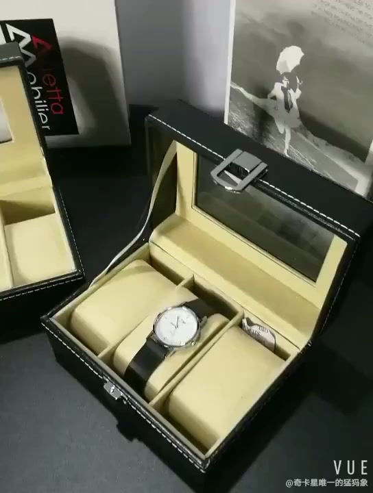 df-กล่องเก็บนาฬิกาข้อมือ-กล่องใส่นาฬิกา-เรือน-ฝากระจก-กล่องใส่เครื่องประดับ-leather-watch-box-black