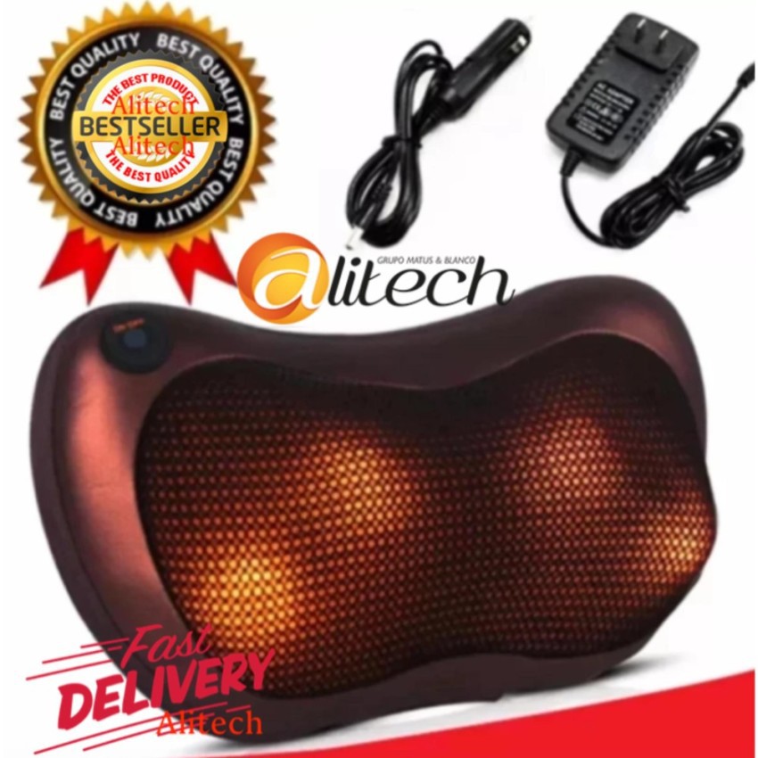 alitech-เครื่องนวดไฟฟ้าเบาะนวดไฟฟ้า-หมอนนวดคอระบบอินฟาเรดสำหรับในบ้านและรถยนต์-neck-massage-pillow-ม่วง-ฟ้า-น้ำตาล