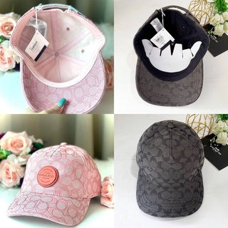 🎀 (สด-ผ่อน) หมวก COACH C6681 ดำ C7981 ชมพู Baseball Hat In Metallic Signature