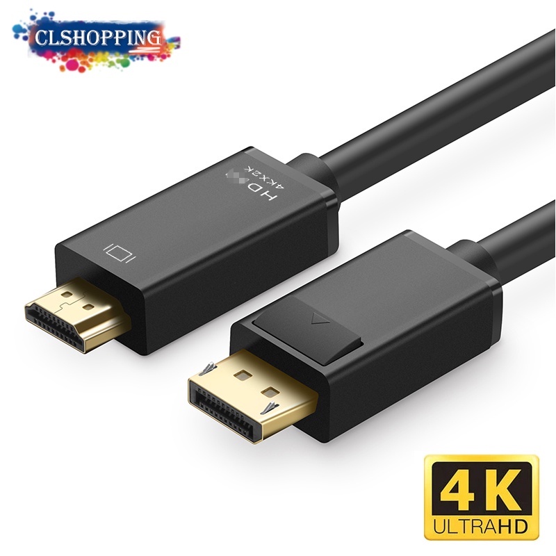 ภาพหน้าปกสินค้า4K Displayport to HD-MI Adapter Cable DP Male to Male Converter Video Audio Cable for HDTV Projector Laptop PC จากร้าน clshopping.th บน Shopee