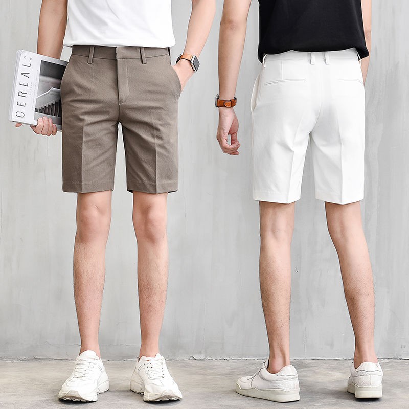 กางเกง-hot-sale-กางเกง-ชาย-สันทนาการ-หลวม-บาง-ขาว-ขาวบริสุทธิ์-กางเกงขาสั้น-เวอร์ชั่นเกาหลี-แนวโน้ม-ไม่เป็นเหล็ก