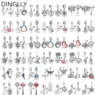 Dinglly 2 ชิ้น / ล็อต หัวใจ ต้นไม้แห่งชีวิต ลูกปัด เสน่ห์ แมลงปอ ปีก จี้กาน้ําชา บ้าน ห้อย DIY เครื่องประดับ สร้อยข้อมือ อุปกรณ์เสริม